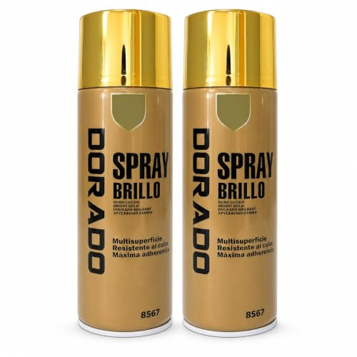 various Pintura Spray Dorado Metalizado Brillo, 2 x 400 ml | Aerosoles de 400 ml con acabado Dorado metalizado brillante para metal, madera, cartón, cerámica y plástico