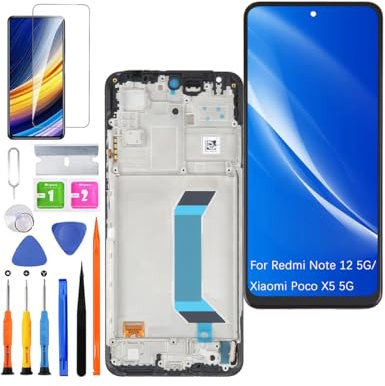 HLYGZX Pantalla de repuesto para Xiaomi Redmi Note 12 5G LCD TFT, para Xiaomi Poco X5 5G, pantalla táctil, digitalizador, kit de piezas de reparación (negro con marco)