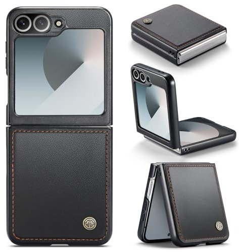 Rerzoiro Cover per Samsung Galaxy Z Flip 6 Custodia Premium Pelle PU Case, Leggera e Sottile Antigraffio, Antiurto, Anti-impronta Case per Samsung Galaxy Z Flip6, Nero