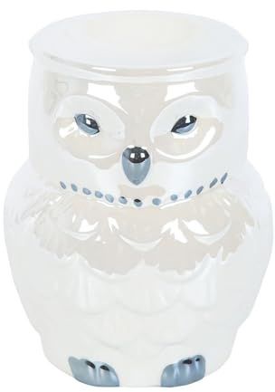 Owl Shaped Oil Burner with Iridescent Glaze – Creates Relaxing Atmosphere for Sleep & Relaxation – Easy to Use with Essential Oils & Tealight – Ideal for Bedroom, Living Room & More