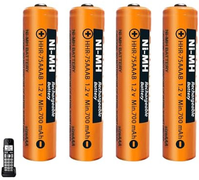 HHR-75AAAB Batterie Ricaricabili AAA 700mah 1,2v per Cordless Gigaset, NI-MH Pile Ricaricabili AAA 700 mah per Panosonic Telefoni Cordless - confezione da 4