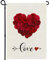 Gartenflaggen zum Valentinstag, rote Rose, Herz, doppelseitige Jute-Flagge für Hochzeit, Jahrestag, Liebe, Urlaub, Party, Hof, Outdoor-Dekoration, 32,5 x 45,7 cm