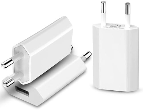 3-Pack Stecker USB, USB Netzteil Stecker 5V-1A, Netzstecker USB Ladegerät, USB Adapter, Universal Stecker Adapter für Handy, smartwatch, Écouteurs, Jouets, Weiß