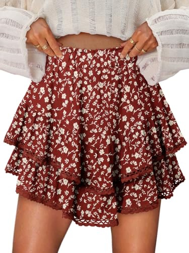 onlypuff Shorts für Damen, fließend fallende Rüschen-Skorts, Mini-Röcke, hohe Taille, Tennis-Skort für Teenager, Mädchen, Sommer-Shorts