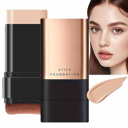 2 in 1 – Luxuriöser Anti-Falten-Foundation-Stick, Doppelkopf-Foundation-Make-up-Stick, Korea Flawless Eraser Foundation-Stick, feuchtigkeitsspendender, leichter Foundation-Stick mit (Natural)