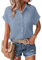 Zeagoo Womens Short Sleeve Blouse Dress Shirts Loose Button Down Shirts Business Work Blouse Summer Casual Tops for Ladies Lightblue-XL