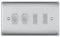 BG Brushed Steel 4 Gang Switch 2x Trailing Edge LED Dimmer 2x 2 Way Custom Grid