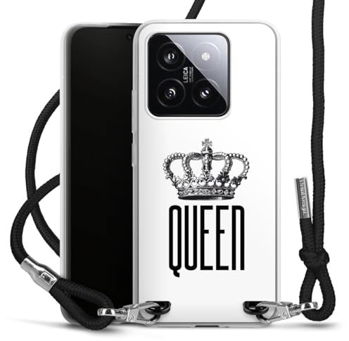 Carry Case kompatibel mit Xiaomi Xiaomi 14 Hülle mit Band Handykette zum Umhängen schwarz Queen Königin Krone