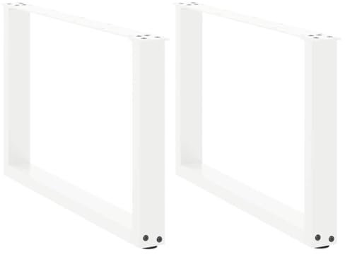 vidaXL Couchtischbeine U-Form 2 Stk. Weiß 70x(42-43) cm Stahl, Tischbein, Tischbein Metall, Esstischbein, Möbelbein, Schreibtischbein