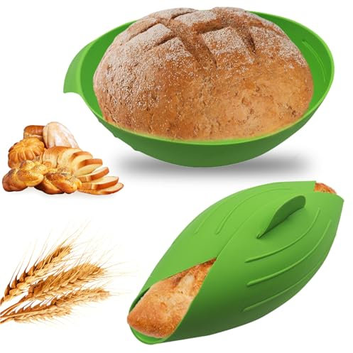 3 In 1 Brotbackform Silikon, Antihaft Brotbackformen, Backform Brot Rund 25 cm Zum Backen, Mischen und Dünsten Hitzebeständig bis 230 °C, Oval Silikon Brotbackform Backform Silikone Kastenform