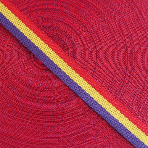 Cinta Bandera Republicana Española 20 m X 1Cm de Ancho Tricolor Horizontal Rojo Amarillo y Morado Para Manualidades Bricolaje Trabajos Manuales Bordar o Coser al Producto Pulseras Lazos Decoración