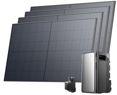 ECOFLOW STREAM Ultra Balkonkraftwerk mit Speicher 2080W, 1,92kWh Speicher für Balkonkraftwerk, 4x 520W Solarpanel, 2300W Dual AC-Anschlüsse, erweiterbar auf 21 kWh, 6000 Ladezyklen, KI, Plug&Play