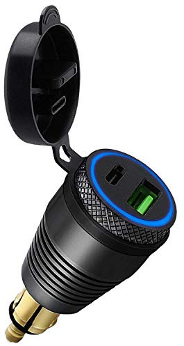 Geofray Moto DIN Prise Le Chargeur éTanche à QC3.0 Chargeur USB et Type C 30W Prise D'Adaptateur d'alimentation