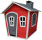 AXI Spielhaus Olaf aus FSC Holz | Outdoor Kinderspielhaus für den Garten in Rot/Grau | Gartenhaus für Kinder mit Fenstern.