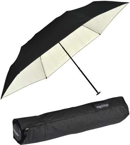 doppler Paraguas plegable Zero 99 – Peso de sólo 99 gramos – Estable – Resistente al viento – 21 cm, Negro-marfil - Protección UV, 90 cm