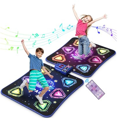 Tanzmatte Spielzeug für 3–12 Jahre alte Kinder, Tanzmatte mit beleuchtetem 12-Tasten-Bluetooth & 6 Modi, elektronisches Tanzpad für 2 Spieler, Geburtstag, Weihnachtsgeschenke für 3, 4, 5, 6, 7, 8, 9