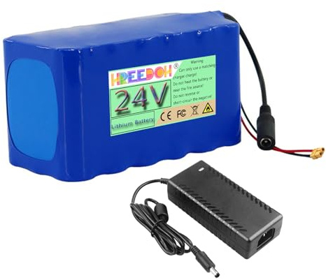 FREEDOH 24 Volt Li-Ionen-Akku 24 V 5 AH 7,5 AH 10 AH 12,5 AH 15 AH 17,5 AH 20 AH Lithium-Batterie für 0-500 W Motor mit Ladegerät,24v5ah
