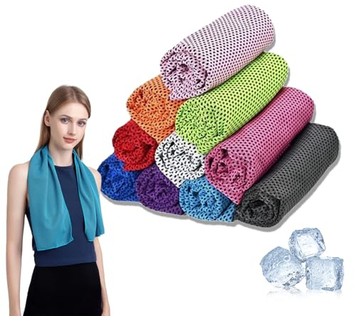Yhjxly 10 Stück Kühlendes Handtuch,Mikrofaser Kühltücher, Cooling Towel,kühlendes Handtuch Fitness und Sport, für Sofortige Kühlung, Eishandtuch Cooling Towel für Fitness Sport Reise Yoga