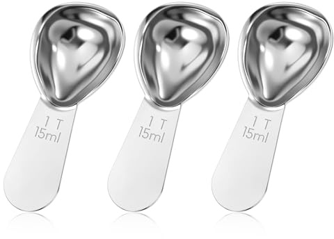 Ouligay 3stk Messlöffel 15ml Kaffeemesslöffel Esslöffel Kaffee Scoop Edelstahl Dosierlöffel 15ml Kaffeelöffel Portionierer Silber Kaffee Messlöffel mit Kurzem Griff Esslöffel,Weihnachtsküche Geschenk