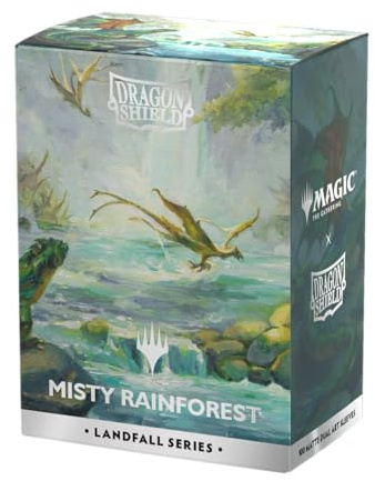 Dragon Shield | Matte Dual Art Sleeves | MTG Landfall Series | 100 CT - Smooth & Tough Premium TCG Sleeves | Compatible with Pokemon, One Piece & Magic the Gathering | Misty Rainforest