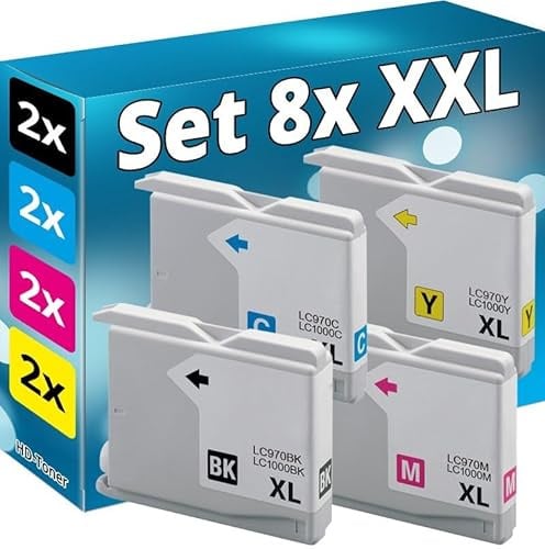 Inkadoo 8X Patronen kompatibel für Brother LC-970 DCP 135-c 150-c 153-c MFC 235-c 260c 660cn