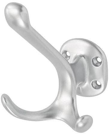 Huthaken 0028 Ausladung 90mm Höhe 100mm Alu-Guss silberfarbig Zweifachhaken