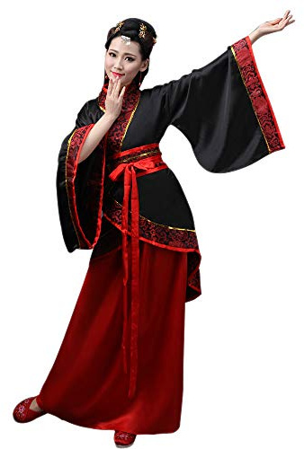 BOZEVON Ropa de Mujer Traje Tang - Traje Tradicional de Estilo Chino Antiguo Vestidos de Hanfu - para Show de Escenario Actuaciones, Estilo-1/2XL