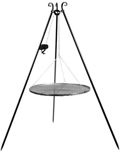 Cook King Stahl Schwenkgrill mit Kurbel & Grillzubehör | Dreibein Grill inkl. Grillrost Ø 50 cm | Handgefertigt in Europa | Höhenverstellbar