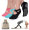 Ozaiic Yoga Socken rutschfeste für Damen für Pilates, Barre, Ballett, Tanz (EUR 35-41, 3 Paar-Schwarz/Blau/Wassermelonenrot)