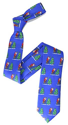 The Tie Co Premium Weihnachts-Krawatte mit Wichtel- / Rentier-/ Schlitten, schweres Geschenk, 8 – Weihnachtsmann, Blau, Einheitsgröße