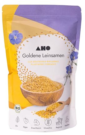AHO Goldene Leinsamen aus deutschem Bio-Anbau 850g | 100% Plastikfrei, Regional, Öko | Lokales Superfood (850g)