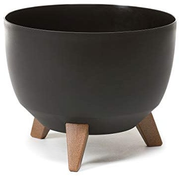 botle Jardinière sur Pieds, Pot de Fleurs Exterieur en Plastique, Bol Rond avec Insert, Couleur (Noir, 290 mm)