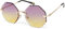 styleBREAKER Damen Runde Sonnenbrille Rahmenlos mit getönten Gläsern im Diamant Schliff, Geprägte Bügel, Vieleckige Gläser 09020118, Farbe:Gestell Gold/Glas Violett-Gelb Verlauf