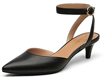 DREAM PAIRS Low Heels for Women Wedding Dress Low Heels Closed Toe Pump Shoes DPU215,Size 6,Black,DPU215