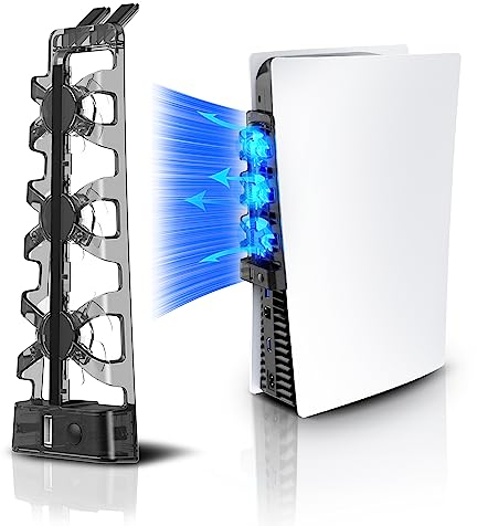 NexiGo PS5 Accessories Cooling Fan [Auto On/Off] with LED Light, for Both Disc and Digital Editions, Efficient Cooling System, Compatible with Horizontal Stand