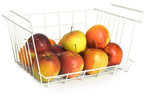 Sendez 1 x Hängekorb aus Metall Schrankkorb Einhängekorb Regalkorb Aufbewahrungskorb Drahtkorb Weiß