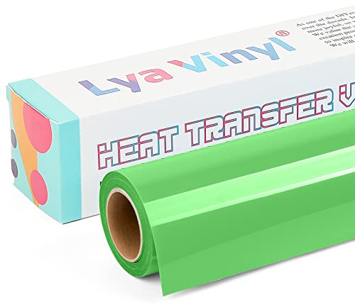 Fruit Green Heat Transfer Vinyl - Lya Vinyl 12 x 10ft Green Iron on Vinyl Roll for Cricut, Silhouette Cameo, Premium HTV for DIY Clothes, Bags, Shoes and Other Textiles