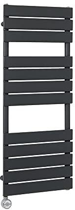 Milano Lustro 600W Anthracite Flat Panel Electric Heated Towel Rail Thermostatic - 1200mm x 450mm