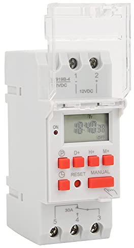 Hilitand Interruptor de temporizador de 12 V CC, interruptor de temporizador, control de temporizador de 30 A 5000 W, relé de tiempo LCD, interruptor de temporizador programable de batería CR2450