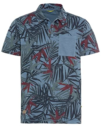 camel active Herren Kurzarm Poloshirt mit Allover-Print Dunkelblau, Menswear-L