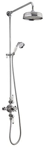 Go Bathrooms Thermostatic Dual Shower Exposed Valves Traditional Style Riser Slide Rail Kit Twin Shower Head Chrome - Hilton