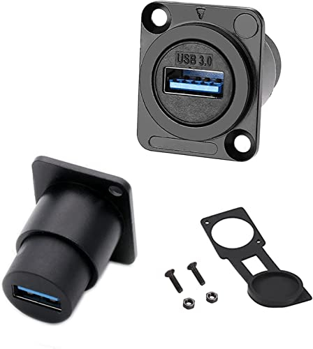 PENGLIN 2PCS USB 3.0 Waterproof Socket, D-Type USB Panel Mount Solderless Connector Female to Female Pass Through Signal Coupler, High Speed Data Extension Interface Adapter