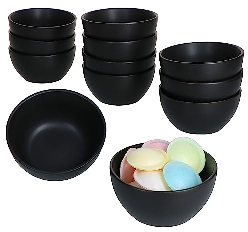 MamboCat London Lampart Nero Kattegat 12er Set Snack- & Dip-Schälchen I Ø 10 cm I 150 ml I 12 Personen I matt Schwarz I Kompott-Schale, Dessert-Schüssel, Mini-Bowl I für Antipasti & Co I Steingut