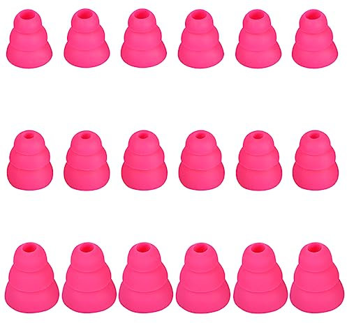 SNHTLS Earbud Tips Triple Flange Earbud Tips Triple Flange Eartips Eargels Earpads Ear Tips Gels Bud with Silicone Ear Bud Tips Replacement Tips L/M/S 9 Pairs(Pink)