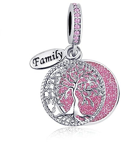 LSxAB Charm scintillante a forma di albero della vita, compatibile con braccialetti Pandora, Metallo, Nessuna pietra preziosa