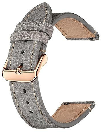 Chlikeyi Uhrenarmbänder aus mattem Rindsleder und Wildleder, 18-22mm, goldbraun, Uhrenarmband, Blau-Roségold, 18 mm