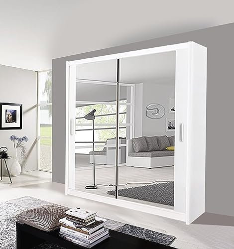 OAK SPOT Dublin Modern Full Mirror sliding door wardrobe In 4 Color and 6 Size (White, 100CM)