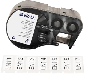 Brady Polyester-Vorgefertigte Etiketten für Etikettendrucker BMP41/BMP51/BMP53/M511 - 480 Klebeetiketten - Schwarz auf Weiß (25,40 mm (B) x 12,70 mm (H)) - M4-47-422