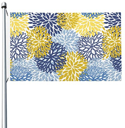 Bandiera leggera su entrambi i lati, con fiori gialli e blu, 9,6 x 1,5 m, con occhielli in metallo, decorazione da giardino per esterni
