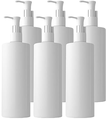 BPZXL 6 pièces 500ml Bianco flacons vides en Plastique, Flacon Vide Pompe Cosmétique Bouteilles pour Savon Gel Huile Essentielle Lotion Cosmétique